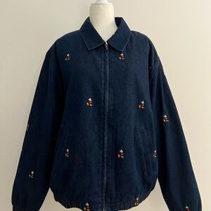 BNWT Gap x Disney Embroidered Denim Bomber Jacket Sz XL Limited Edition